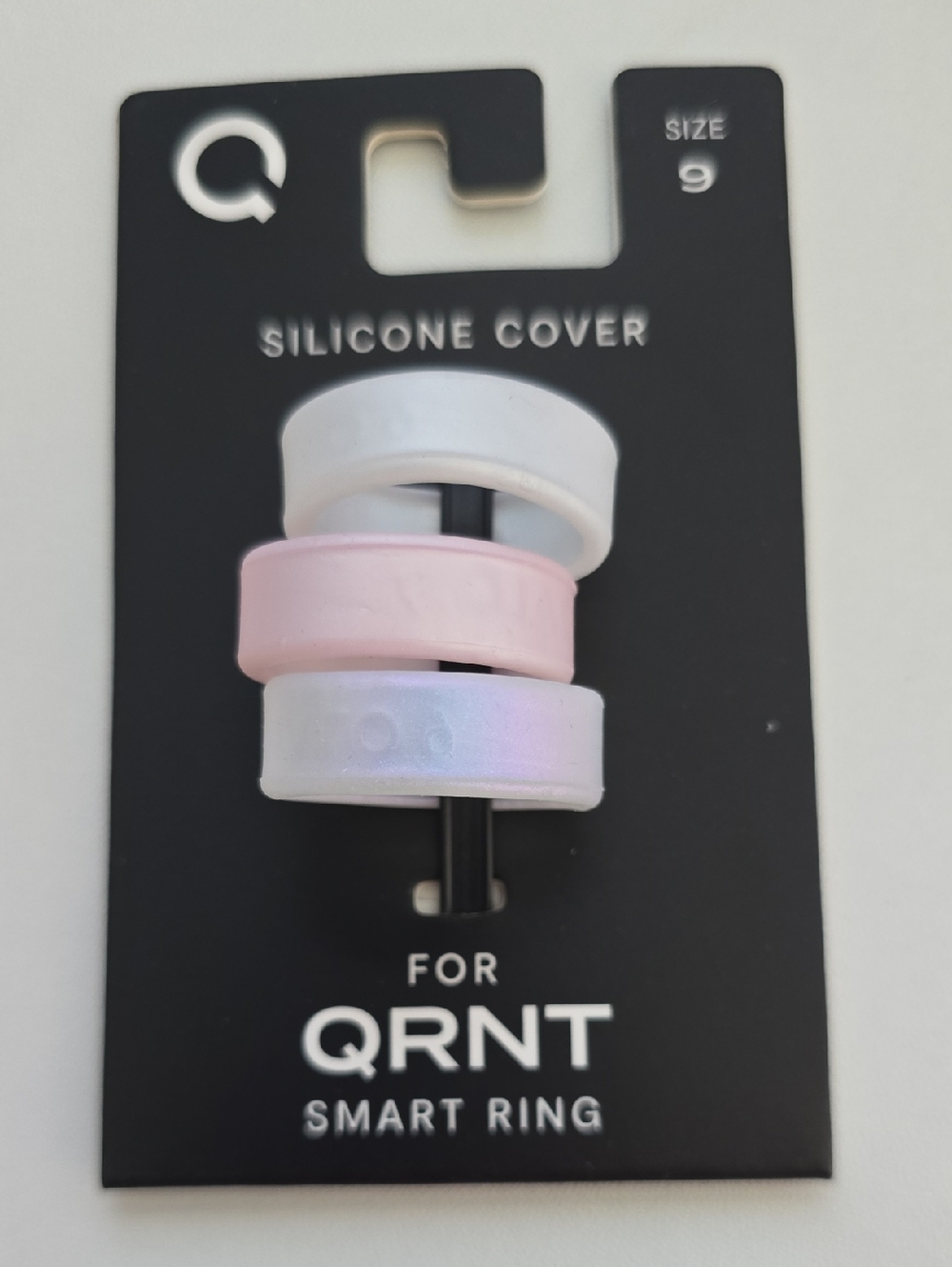 QRNT Silicone Smart Ring Covers - White, Pink, Iridescent (Size 9)